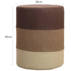 Pouf Assise Tissu Rond Marron Beige Vintage 45x35x35 8 Pouf Assise Tissu Rond Marron Beige Vintage 45x35x35 -Promos Chesteris Boutique pouf 12520951