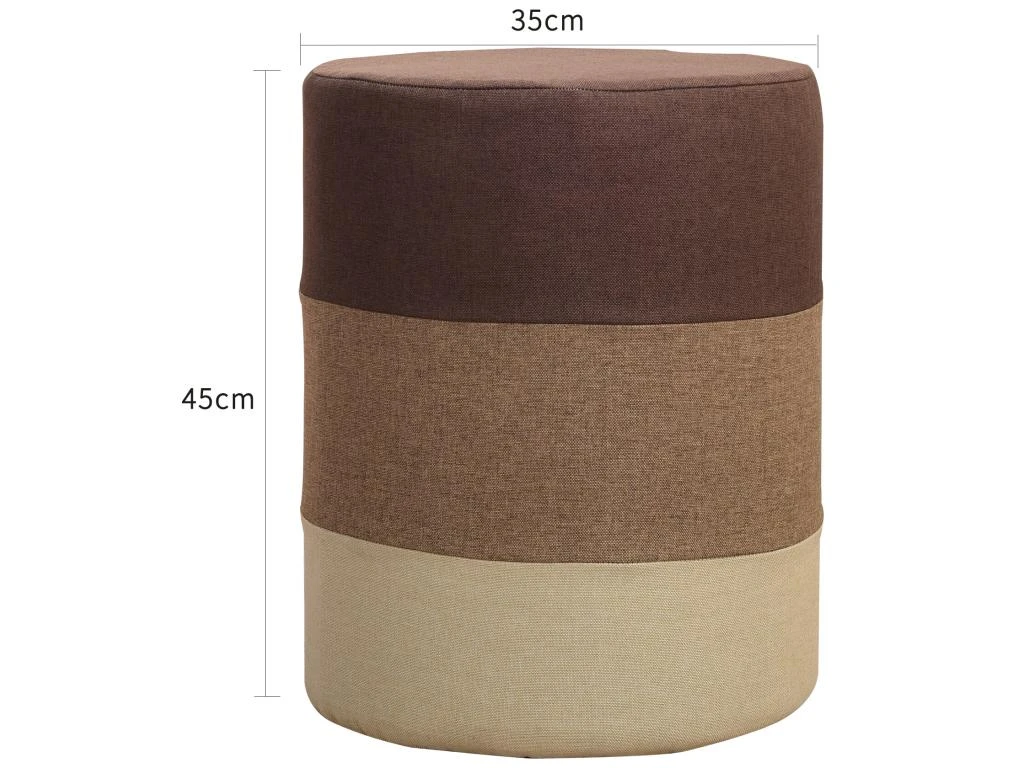 Pouf Assise Tissu Rond Marron Beige Vintage 45x35x35 3 Pouf Assise Tissu Rond Marron Beige Vintage 45x35x35 – Image 3