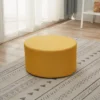 Pouf Tabouret Repose-pieds Rembourrée Bois Tissu Jaune 25x45x45