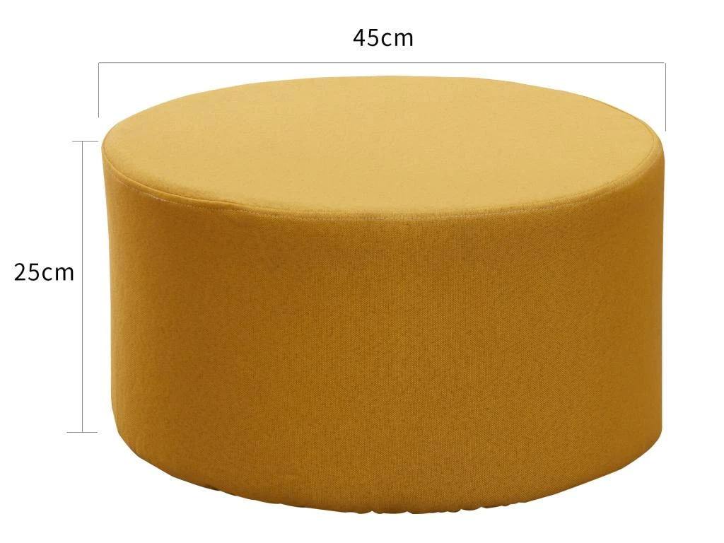Pouf Tabouret Repose-pieds Rembourrée Bois Tissu Jaune 25x45x45 3 Pouf Tabouret Repose-pieds Rembourrée Bois Tissu Jaune 25x45x45 – Image 3