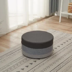 Pouf Repose-pieds Plat Tissu Mobilier Vintage 25x45x45