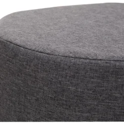 Tabouret Repose-pieds Pouf Rond Bois Tissu Jaune Gris 32x30x12 -Promos Chesteris Boutique pouf 12521019