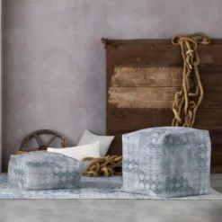 Pouf Amovible En Coton 50x50x50 Cm GUEROS -Promos Chesteris Boutique pouf 14000087