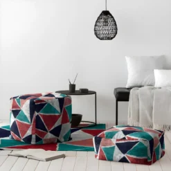 Pouf Amovible En Coton 50x50x25 Cm ADAME -Promos Chesteris Boutique pouf 14000115
