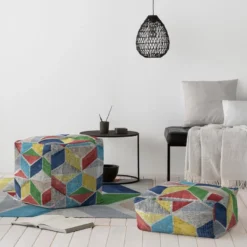 Pouf Amovible En Coton 50x50x25 Cm ALIKA -Promos Chesteris Boutique pouf 14000171