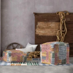 Pouf Amovible En Coton 50x50x25 Cm MAWU -Promos Chesteris Boutique pouf 14000413