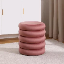 Pouf En Velours Rose ECAMBI