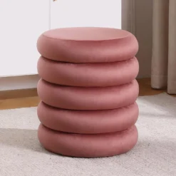 Pouf En Velours Rose ECAMBI -Promos Chesteris Boutique pouf 14507365