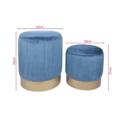 Lot De 2 Tabourets Pouf Avec Rangement Bleu Pour Salon -Promos Chesteris Boutique pouf 15948969