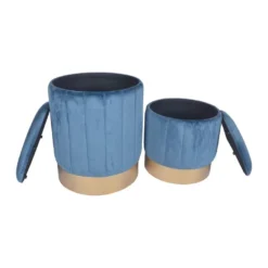 Lot De 2 Tabourets Pouf Avec Rangement Bleu Pour Salon -Promos Chesteris Boutique pouf 15948971
