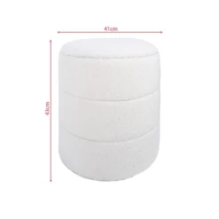Pouf Rangement Tabouret Rond Tapissé Blanc Pour Salon Salle De Bain -Promos Chesteris Boutique pouf 15948979
