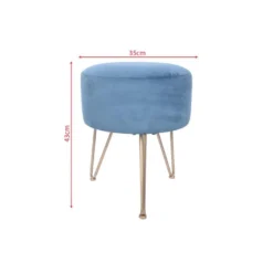 Tabouret Rembourré Pouf En Velours Bleu Pour Salon Chambre à Coucher -Promos Chesteris Boutique pouf 15948999