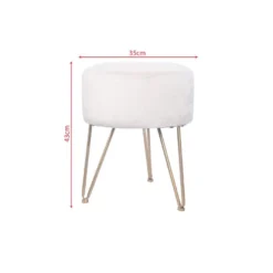 Tabouret En Velours Puff Rembourré Beige Avec Support En Fer -Promos Chesteris Boutique pouf 15949009