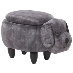 Tabouret Enfant En Velours Gris Foncé DOGGY