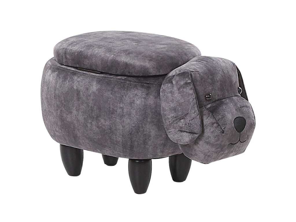 Tabouret Enfant En Velours Gris Foncé DOGGY 1 Tabouret Enfant En Velours Gris Foncé DOGGY