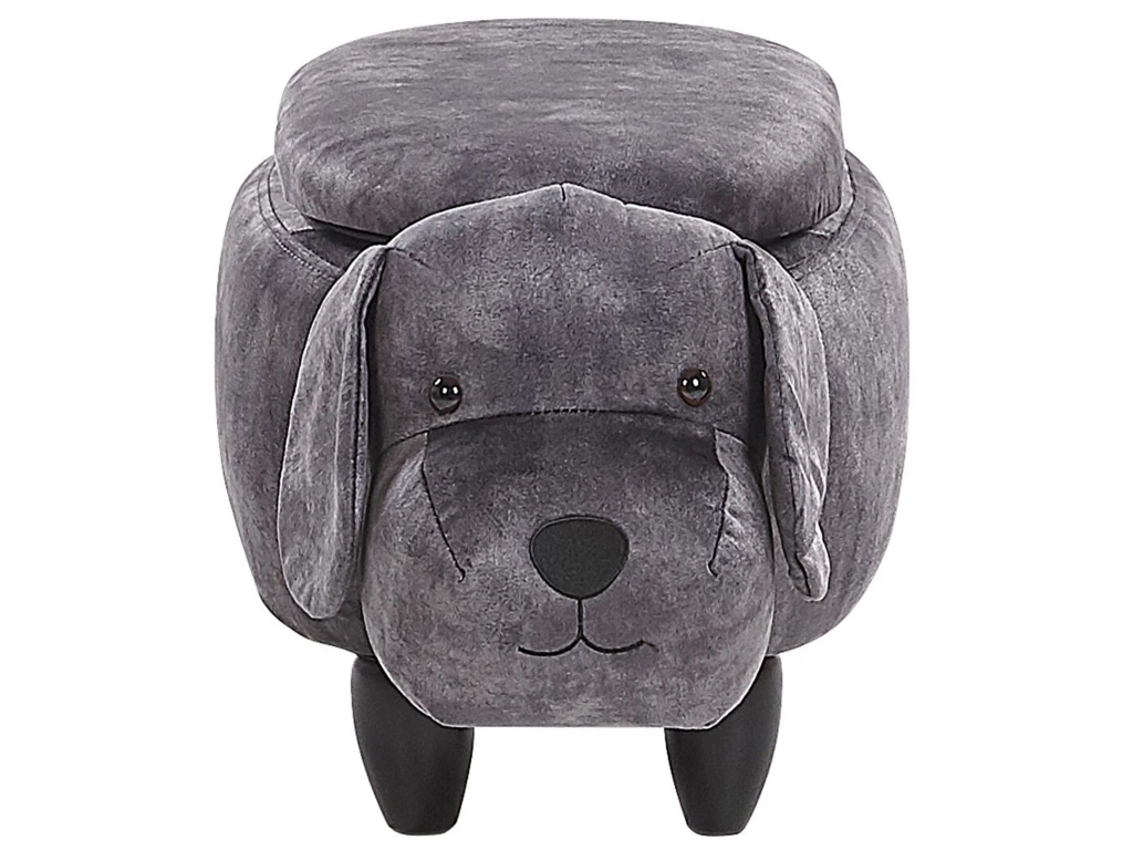 Tabouret Enfant En Velours Gris Foncé DOGGY 6 Tabouret Enfant En Velours Gris Foncé DOGGY – Image 6