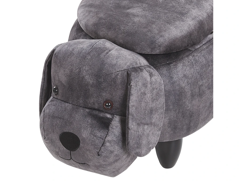 Tabouret Enfant En Velours Gris Foncé DOGGY 8 Tabouret Enfant En Velours Gris Foncé DOGGY – Image 8