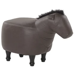 Tabouret Enfant En Cuir PU Marron Foncé HORSE