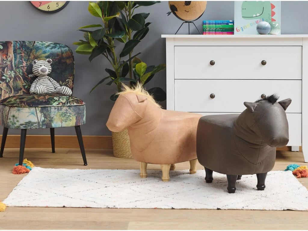 Tabouret Enfant En Cuir PU Marron Foncé HORSE 2 Tabouret Enfant En Cuir PU Marron Foncé HORSE – Image 2