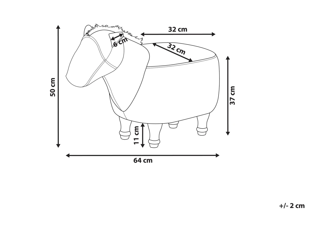 Tabouret Enfant En Cuir PU Marron Foncé HORSE 3 Tabouret Enfant En Cuir PU Marron Foncé HORSE – Image 3
