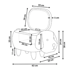 Tabouret Enfant En Velours Marron DOGGY -Promos Chesteris Boutique pouf 17199863