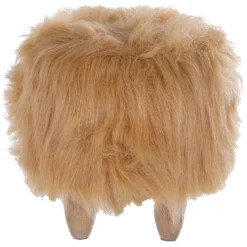 Tabouret Enfant En Fausse Fourrure Beige Sable WOOLLY -Promos Chesteris Boutique pouf 17199939