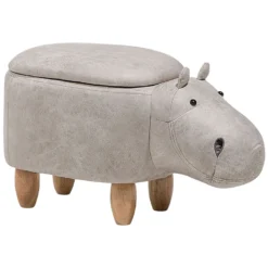Tabouret Enfant En Cuir PU Gris Clair HIPPO