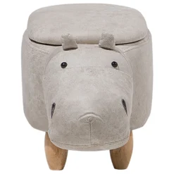 Tabouret Enfant En Cuir PU Gris Clair HIPPO -Promos Chesteris Boutique pouf 17474913