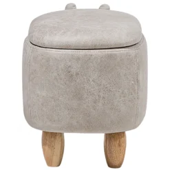 Tabouret Enfant En Cuir PU Gris Clair HIPPO -Promos Chesteris Boutique pouf 17474915