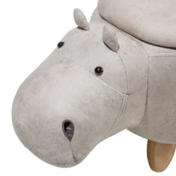 Tabouret Enfant En Cuir PU Gris Clair HIPPO -Promos Chesteris Boutique pouf 17474917
