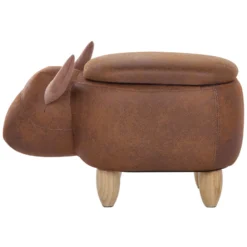 Tabouret Enfant En Simili Marron Clair COW -Promos Chesteris Boutique pouf 17513737