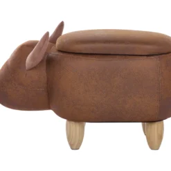 Tabouret Enfant En Simili Marron Clair COW -Promos Chesteris Boutique pouf 17513739
