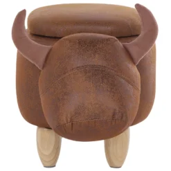 Tabouret Enfant En Simili Marron Clair COW -Promos Chesteris Boutique pouf 17513741