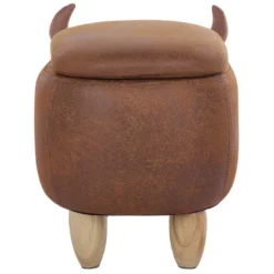 Tabouret Enfant En Simili Marron Clair COW -Promos Chesteris Boutique pouf 17513743