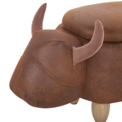 Tabouret Enfant En Simili Marron Clair COW -Promos Chesteris Boutique pouf 17513745