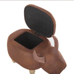 Tabouret Enfant En Simili Marron Clair COW -Promos Chesteris Boutique pouf 17513747