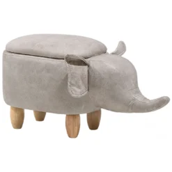 Tabouret Enfant En Cuir PU Gris Clair ELEPHANT