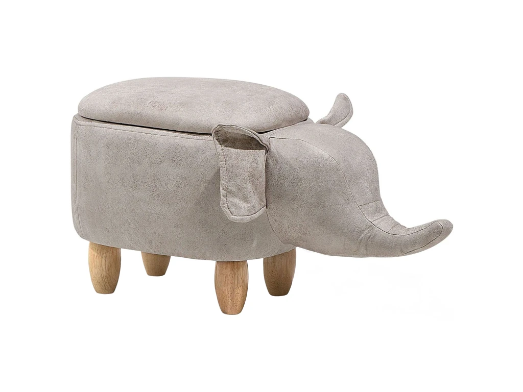Tabouret Enfant En Cuir PU Gris Clair ELEPHANT 1 Tabouret Enfant En Cuir PU Gris Clair ELEPHANT
