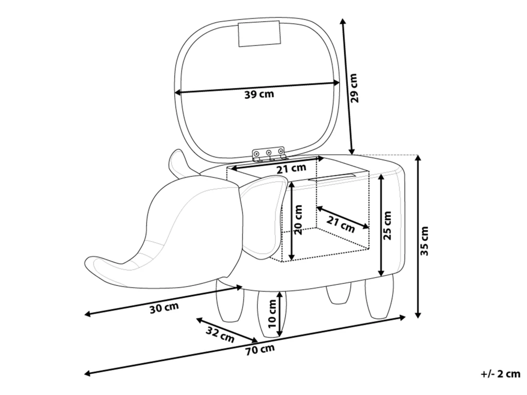Tabouret Enfant En Cuir PU Gris Clair ELEPHANT 3 Tabouret Enfant En Cuir PU Gris Clair ELEPHANT â Image 3