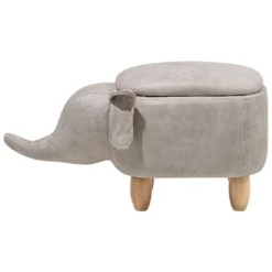 Tabouret Enfant En Cuir PU Gris Clair ELEPHANT 13 Tabouret Enfant En Cuir PU Gris Clair ELEPHANT -Promos Chesteris Boutique pouf 17513897