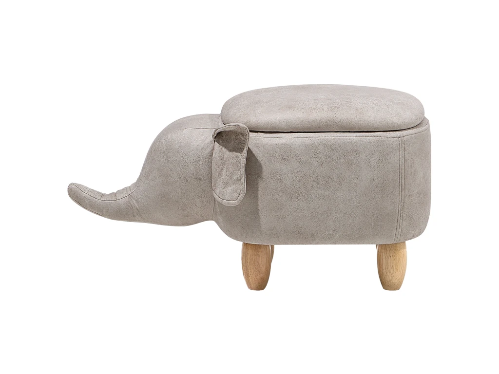 Tabouret Enfant En Cuir PU Gris Clair ELEPHANT 4 Tabouret Enfant En Cuir PU Gris Clair ELEPHANT â Image 4