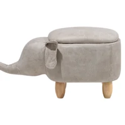 Tabouret Enfant En Cuir PU Gris Clair ELEPHANT 14 Tabouret Enfant En Cuir PU Gris Clair ELEPHANT -Promos Chesteris Boutique pouf 17513899