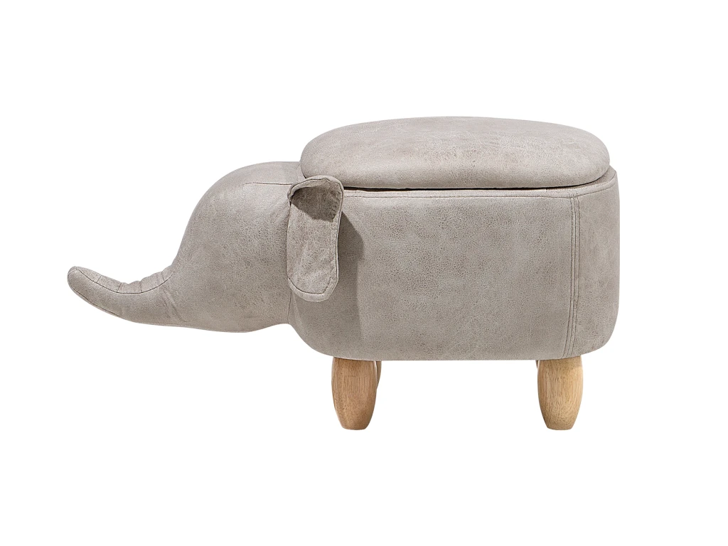 Tabouret Enfant En Cuir PU Gris Clair ELEPHANT 5 Tabouret Enfant En Cuir PU Gris Clair ELEPHANT â Image 5