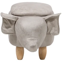 Tabouret Enfant En Cuir PU Gris Clair ELEPHANT 15 Tabouret Enfant En Cuir PU Gris Clair ELEPHANT -Promos Chesteris Boutique pouf 17513901