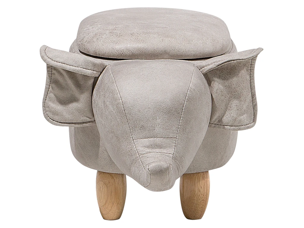 Tabouret Enfant En Cuir PU Gris Clair ELEPHANT 6 Tabouret Enfant En Cuir PU Gris Clair ELEPHANT â Image 6