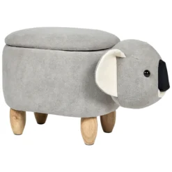 Tabouret Enfant En Velours Gris COALA