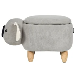 Tabouret Enfant En Velours Gris COALA -Promos Chesteris Boutique pouf 17514471