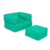 Fauteuil D'extérieur Enfant + Pouf Turquoise 65x40x50
