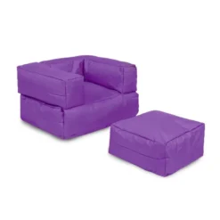 Fauteuil D'extérieur Enfant + Pouf Mauve 65x40x50