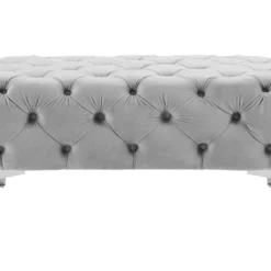 Pouf Chesterfield En Velours Gris Clair EDWINA -Promos Chesteris Boutique pouf 18364999